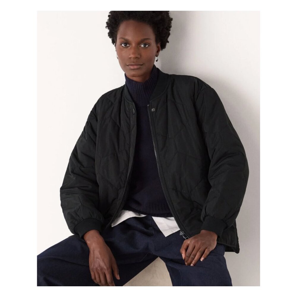 Whistles Ida Quilted Jacket - S - Black Oversized